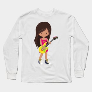 Rock Girl, Latina Girl, Guitar Player, Band, Music Long Sleeve T-Shirt